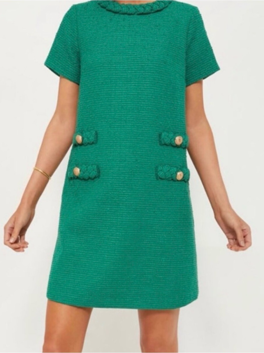 Tuckernuck Emerald Green Braided-Trim Shift Dress - Picture 2 of 9